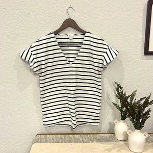 J Crew blue/white striped flutter sleeve shirt